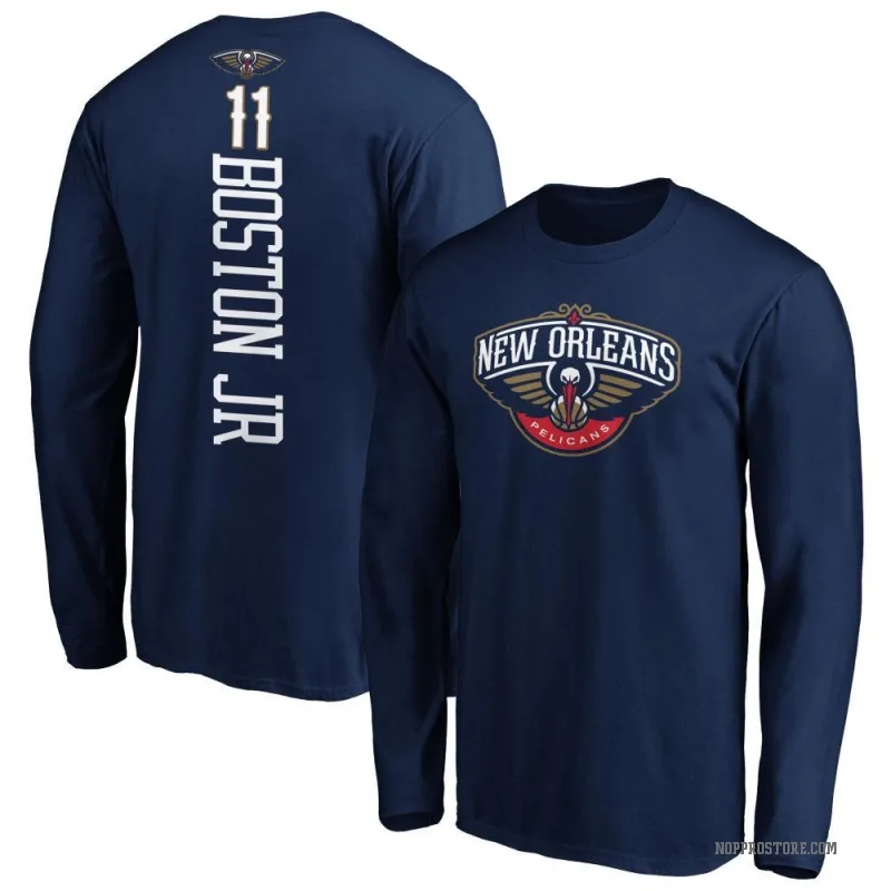 Brandon Boston Men's Navy New Orleans Pelicans Backer Long Sleeve T-Shirt