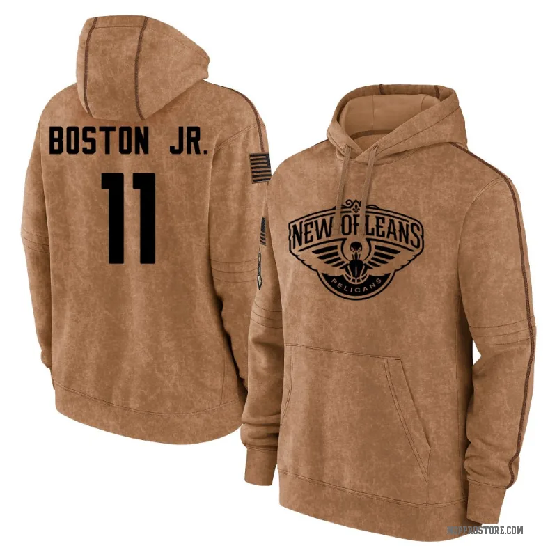 Brandon Boston Youth Brown New Orleans Pelicans 2023 Salute to Service Club Pullover Hoodie