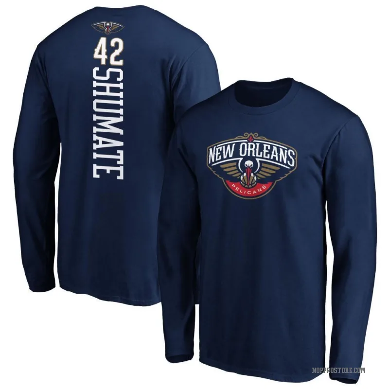 Christian Shumate Men's Navy New Orleans Pelicans Backer Long Sleeve T-Shirt