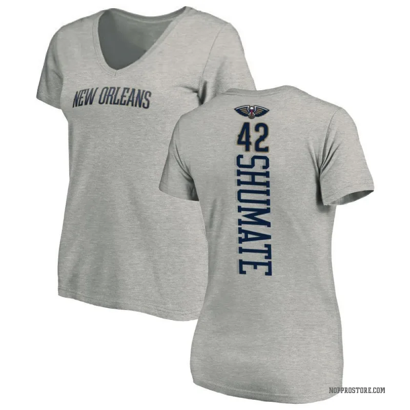 Christian Shumate Women's New Orleans Pelicans Ash Backer T-Shirt