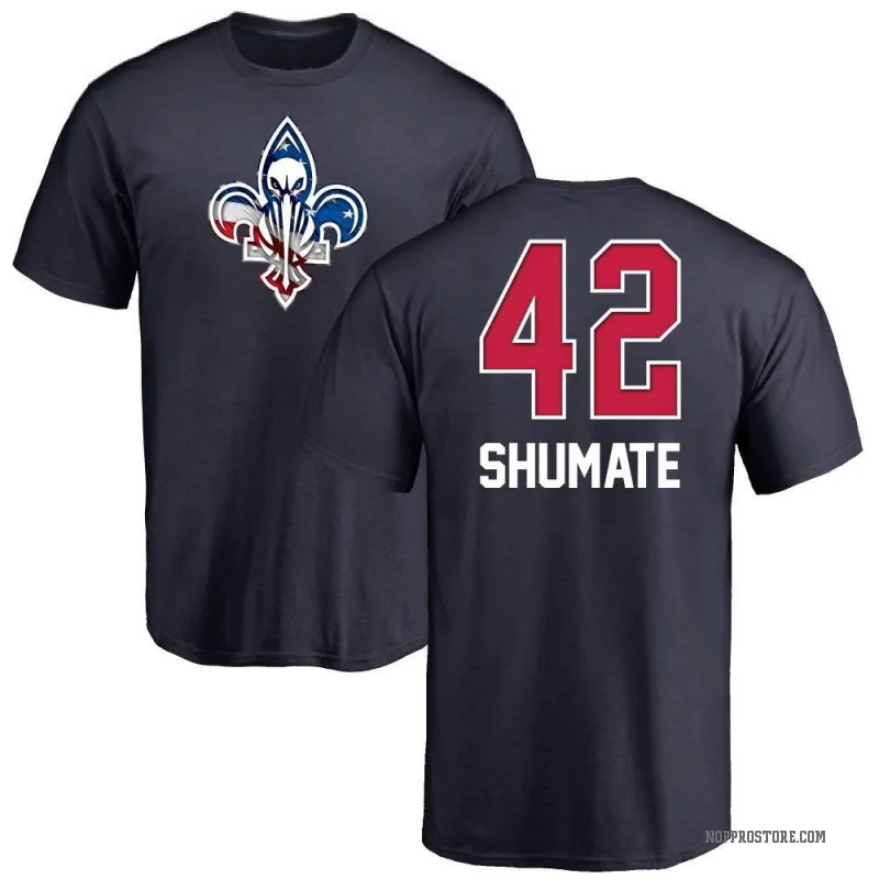 Christian Shumate Youth Navy New Orleans Pelicans Name and Number Banner Wave T-Shirt