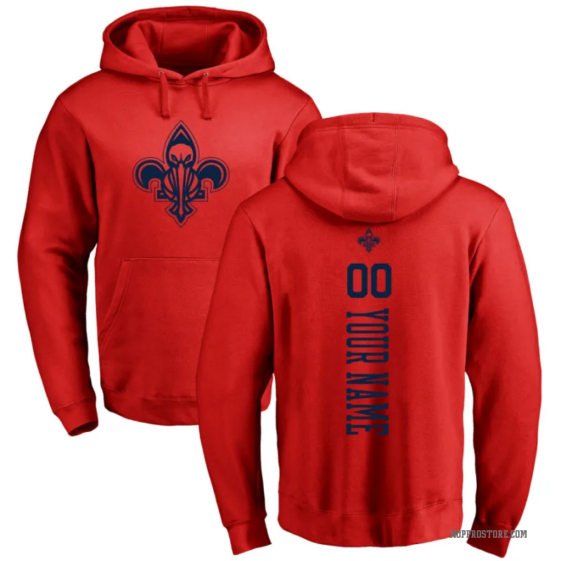 Custom Men's Red New Orleans Pelicans Branded One Color Backer Pullover Hoodie
