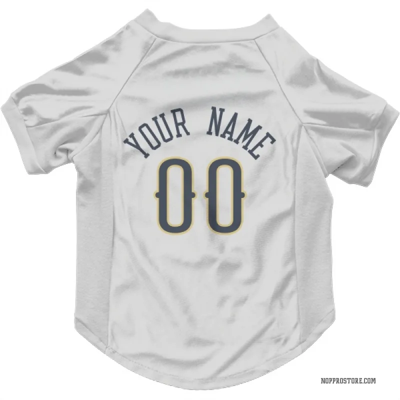 Custom  White New Orleans Pelicans   Cat & Dog Pet Jersey