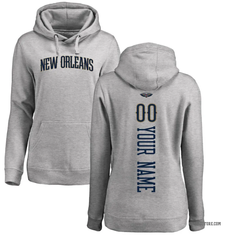 Custom Women's New Orleans Pelicans Branded Ash Backer Pullover Hoodie