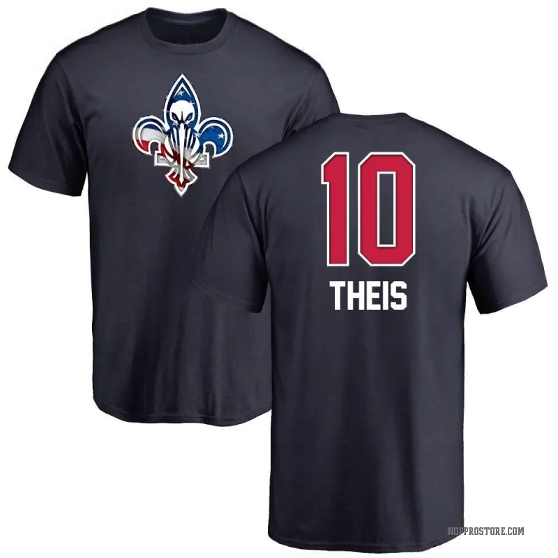 Daniel Theis Men's Navy New Orleans Pelicans Name and Number Banner Wave T-Shirt