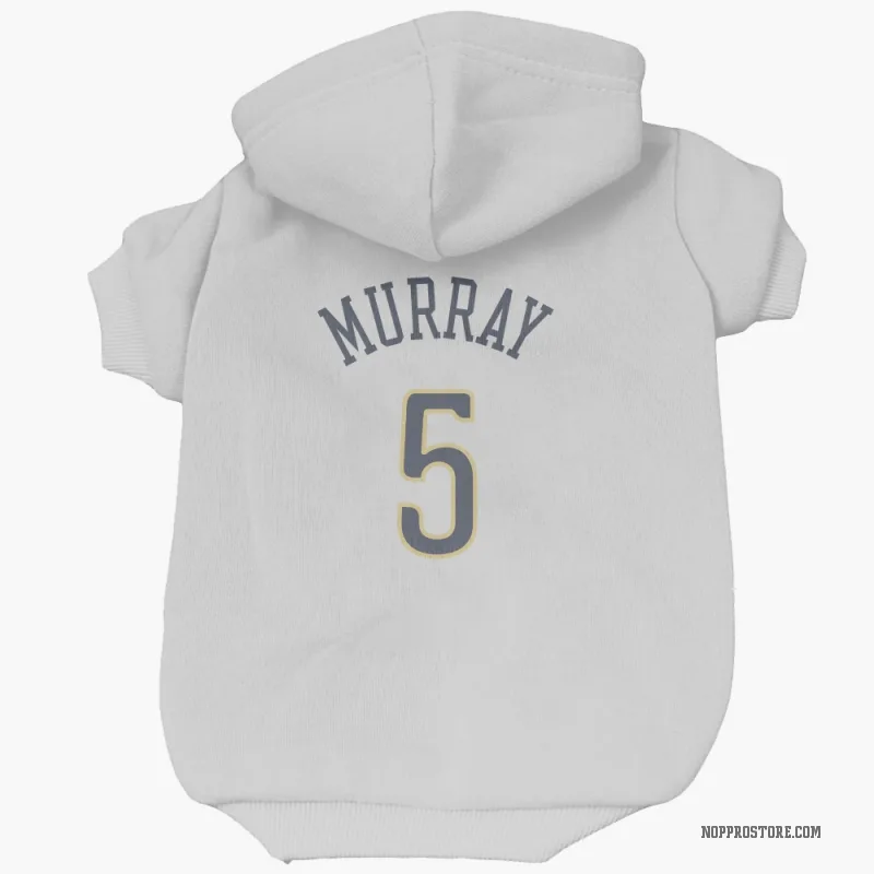 Dejounte Murray  White New Orleans Pelicans  Cat & Dog Pet Hoodie