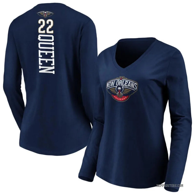 Derik Queen Women's Navy New Orleans Pelicans Backer Long Sleeve T-Shirt