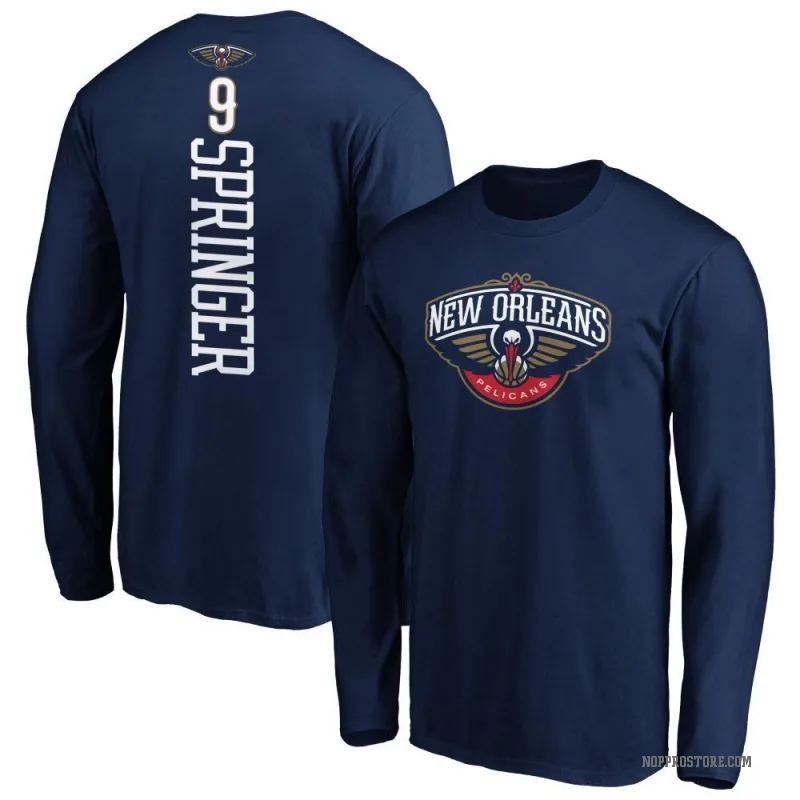 Jaden Springer Youth Navy New Orleans Pelicans Backer Long Sleeve T-Shirt