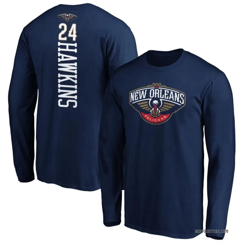 Jordan Hawkins Youth Navy New Orleans Pelicans Backer Long Sleeve T-Shirt