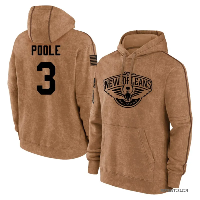 Jordan Poole Men's Brown New Orleans Pelicans 2023 Salute to Service Club Pullover Hoodie