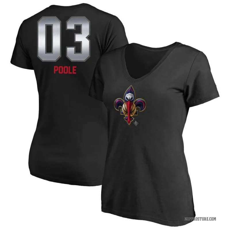 Jordan Poole Women's Black New Orleans Pelicans Midnight Mascot T-Shirt