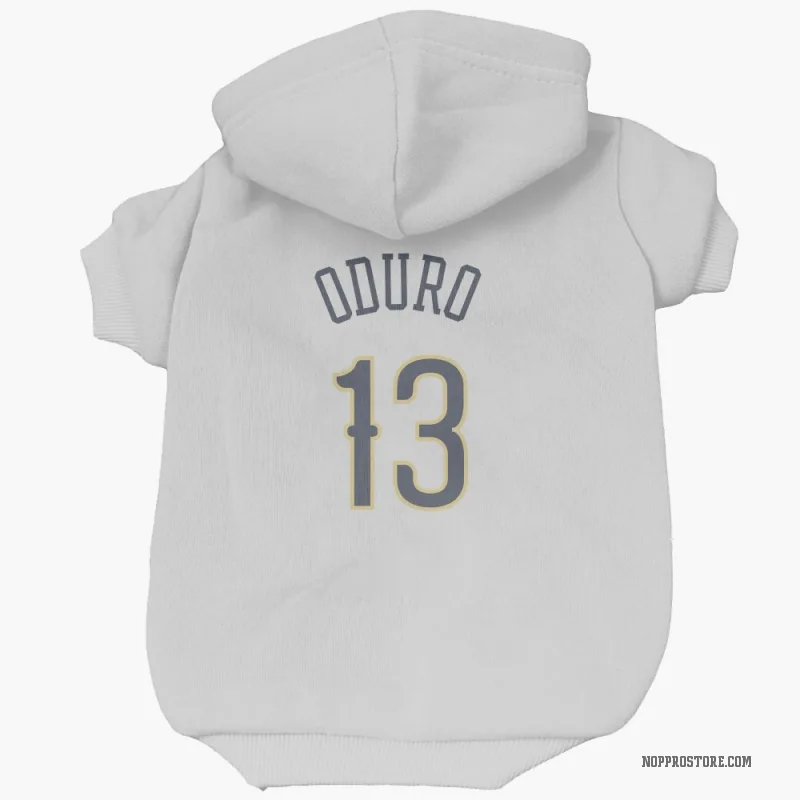 Josh Oduro  White New Orleans Pelicans  Cat & Dog Pet Hoodie