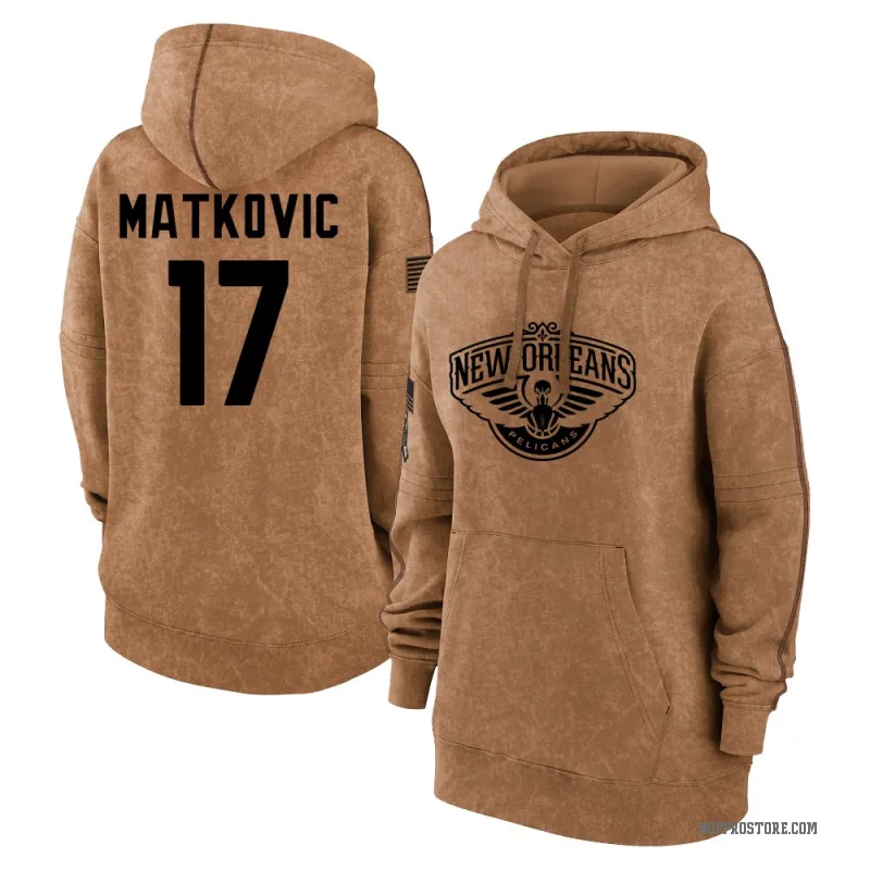 Karlo Matkovic Women's Brown New Orleans Pelicans 2023 Salute to Service Pullover Hoodie