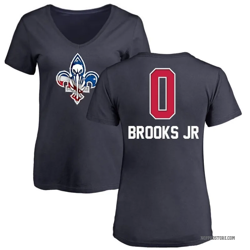 Keion Brooks Jr. Women's Navy New Orleans Pelicans Name and Number Banner Wave V-Neck T-Shirt