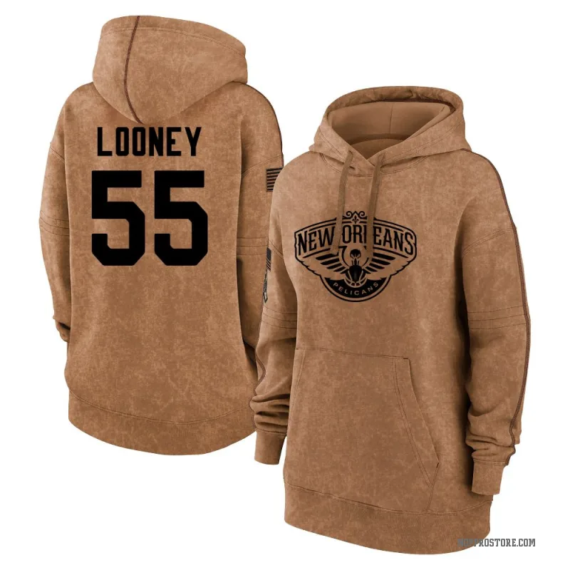 Kevon Looney Women's Brown New Orleans Pelicans 2023 Salute to Service Pullover Hoodie