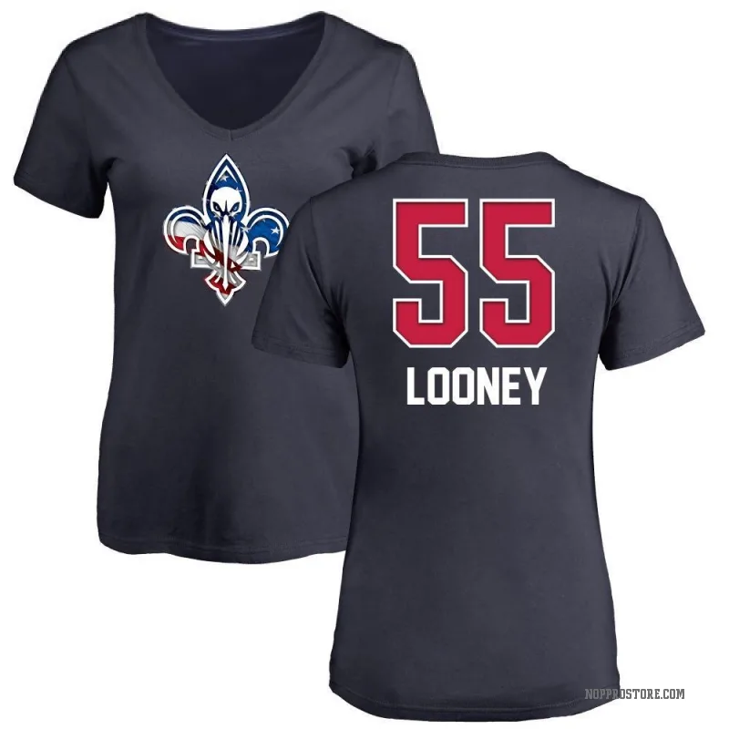 Kevon Looney Women's Navy New Orleans Pelicans Name and Number Banner Wave V-Neck T-Shirt
