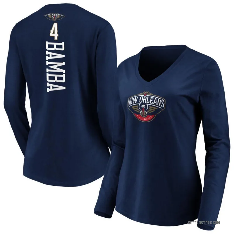 Mo Bamba Women's Navy New Orleans Pelicans Backer Long Sleeve T-Shirt