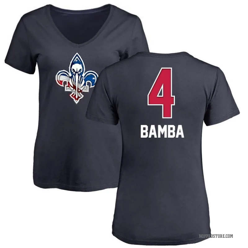 Mo Bamba Women's Navy New Orleans Pelicans Name and Number Banner Wave V-Neck T-Shirt