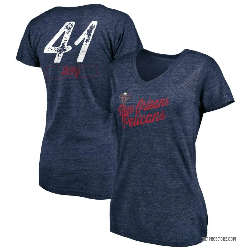 Saddiq Bey Women's Navy New Orleans Pelicans Sideline V-Neck T-Shirt