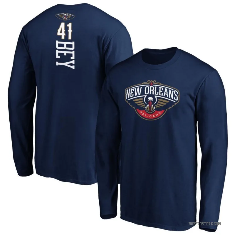Saddiq Bey Youth Navy New Orleans Pelicans Backer Long Sleeve T-Shirt