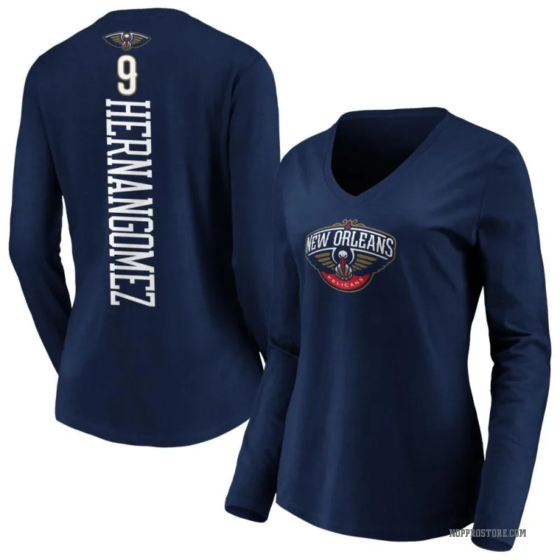 Willy Hernangomez Women's Navy New Orleans Pelicans Backer Long Sleeve T-Shirt