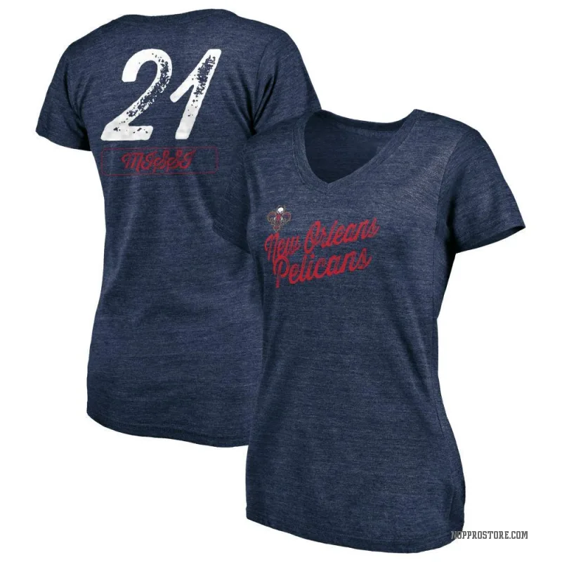 Yves Missi Women's Navy New Orleans Pelicans Sideline V-Neck T-Shirt